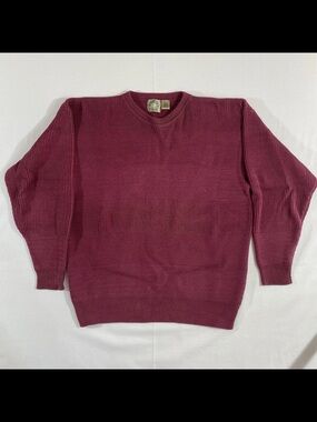 Saratoga Men's Crewneck Sweater in Deep Berry Size Medium 100% Cotton
